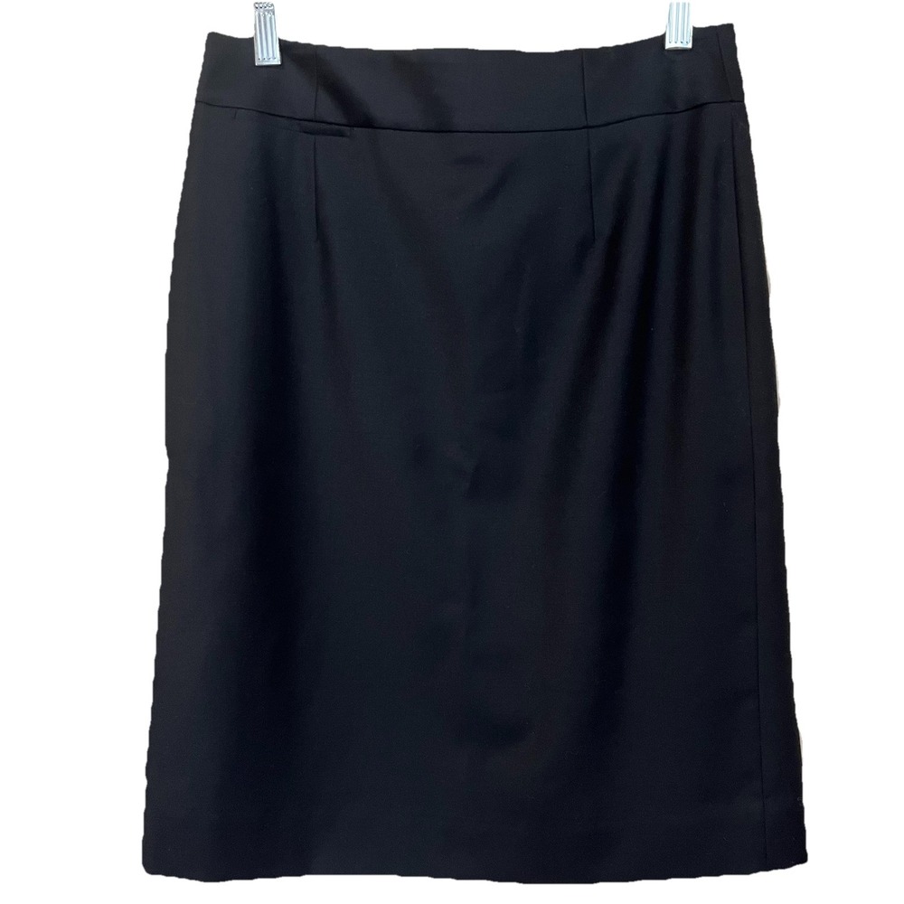 J.Crew Super 120s Wool Pencil Skirt Women's Sz 2‎ Black Elevated Career Basic